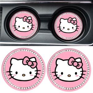 Hello Kitty car cup Coasters in Pink with bling Set of 2 NWT
